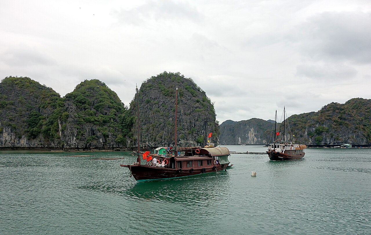 Junks among the karst, Lan Ha Bay